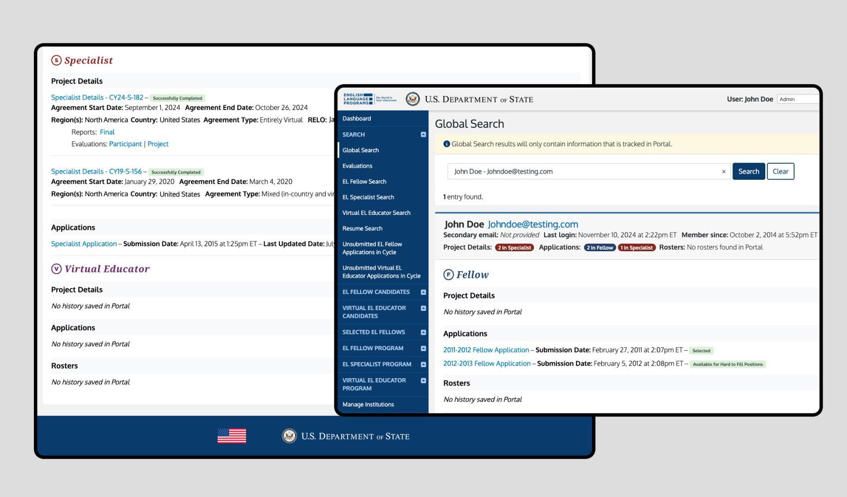 Global Search screanshot of the project global search